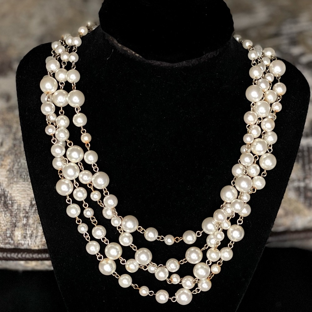 Multi Strand Faux Pearl Necklace